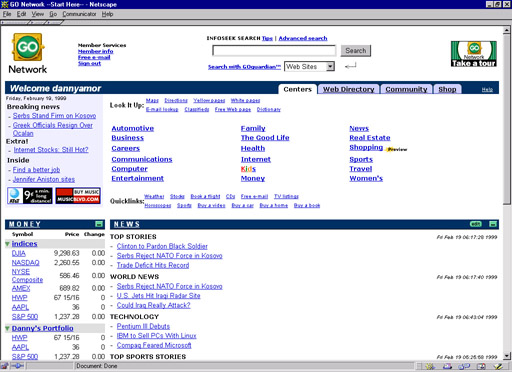 Figure 3: The Portal Site of GO Networks