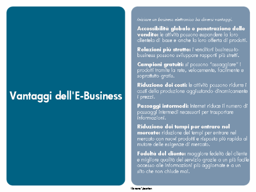 Vantaggi dell'E-Business Vantaggi dell'E-Business
